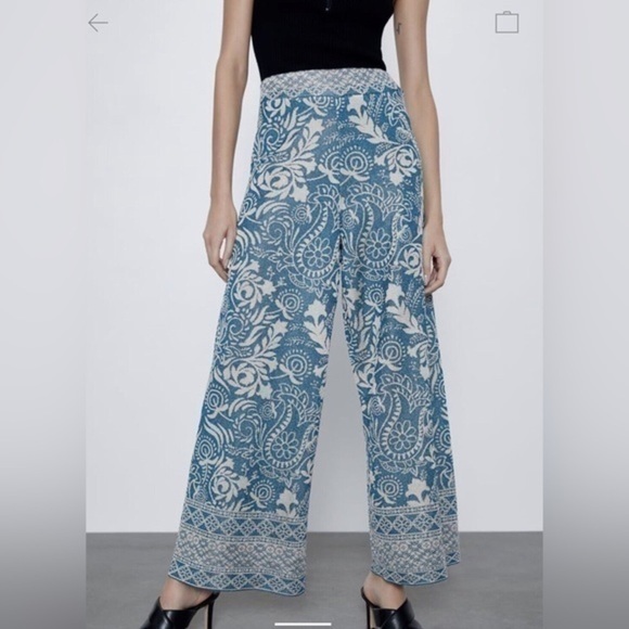 Zara Jacquard Trousers Pants 1822/008/440 - Picture 2 of 13